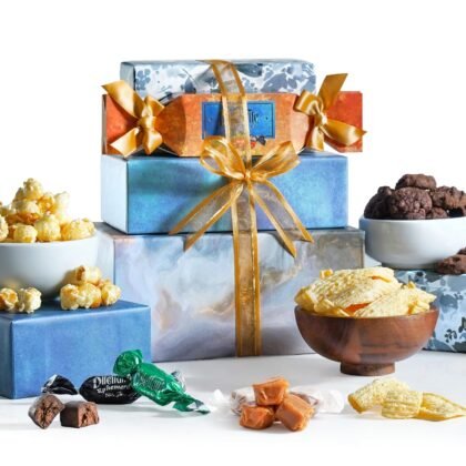 Broadway Basketeers Food Gift Baskets With Chocolate Cookies, Popcorn & Candies - Birthday, Thank You, Sympathy Gifts Box