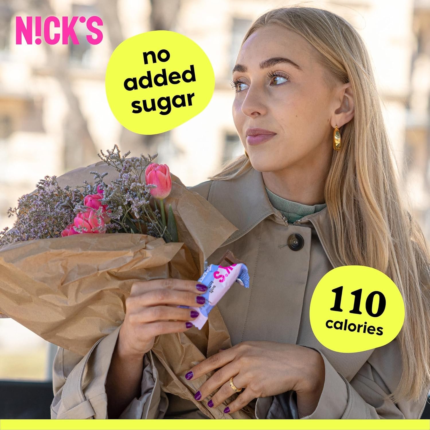 NICKS Soft Toffee Chocolate Candy Bar with Caramel Sauce Without Added Sugar,110 Calories, 3.5 Net Carbs, Gluten Free, Low Carb Candy – 15-Pack (28g Each) - Image 5