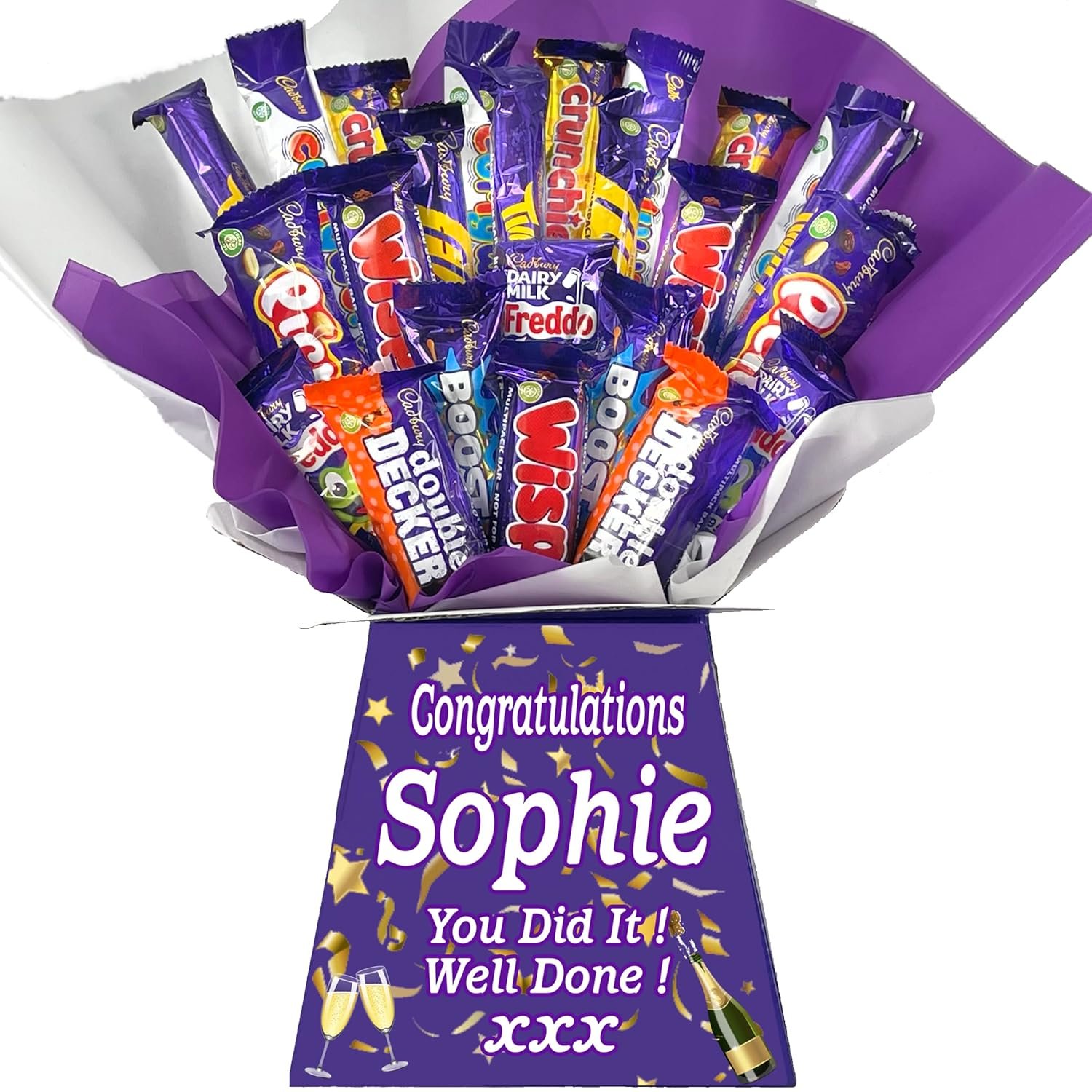 Personalized Chocolate Candy Hamper Gift Bouquet Made With FERRERO (red & gold) - Image 4