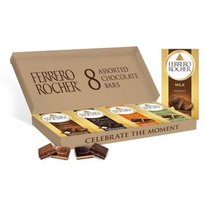 Ferrero Rocher Premium Hazelnut chocolate bars, Milk, Dark, Macadamia, Salted Caramel, 8 Pack, 3.1 oz Each