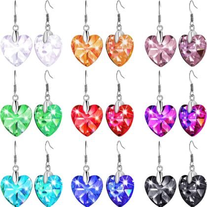 9 Pairs Drop Dangle Earrings for Women Multicolor Crystal Teardrop Dangle Halloween Drop Earring Crystal Jewelry