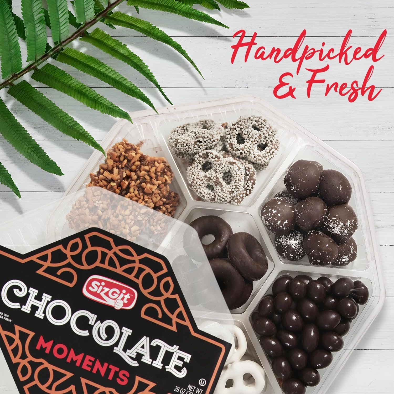 SizGit Mishloach Manot Chocolate Gift Box, 28oz Chocolate Gift Basket of 7 Sectional Platter, Ideal Food Gifts for Women on Mother’s Day, Easter, Thanksgiving, Anniversaries, Weddings or Any Occasion - Image 8