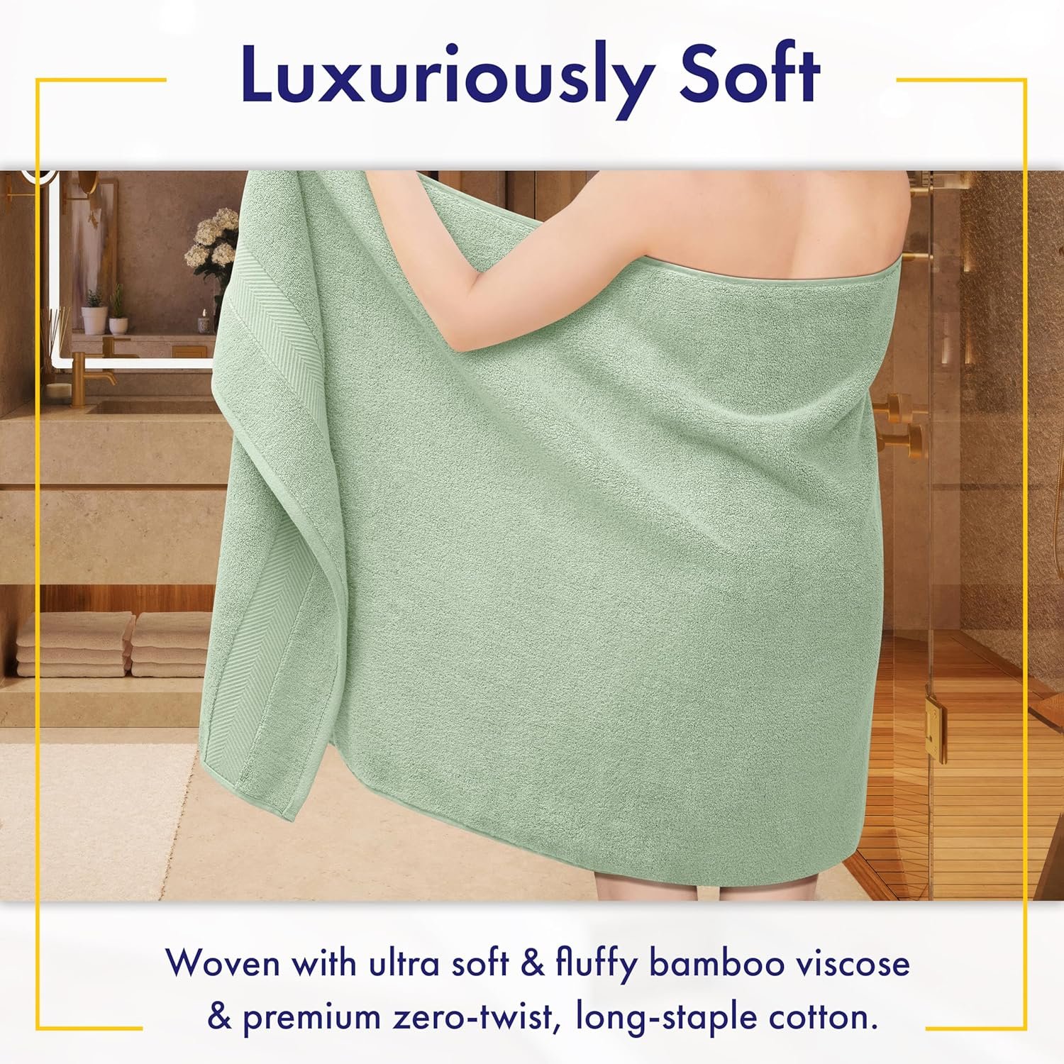 Ultra Soft & Plush Viscose from Bamboo Bath Towels - 700 GSM Luxury Bath Towels - 6 Piece Set - Super Absorbent & Quick Drying (Eucalyptus Green) - Image 2