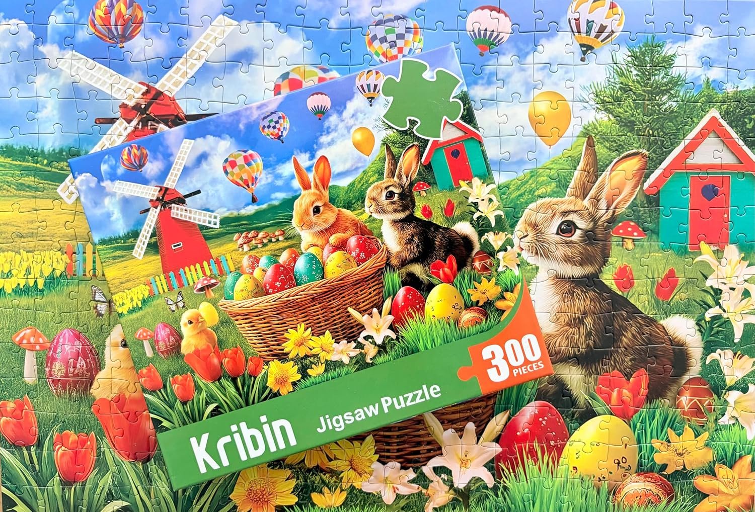300 Piece Puzzle for Adults Kids Seniors - Happy Easter - Easter Eggs Bunny Tulips Lilies - Image 7
