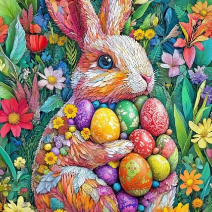 Cross & Glory – The Easter Garden Bunny – 1000 Piece Jigsaw Puzzle for Adults | Easter Egg Rabbit & Botanical Spring Artwork | Festive Seasonal Puzzle