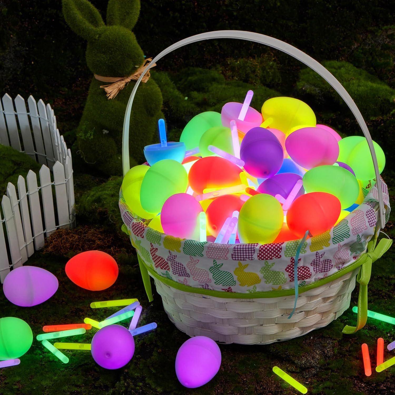 JOYIN 200 Pcs Easter Egg with 300 Pcs Easter Glow Sticks, Glow in the Dark for Kids Easter Basket Stuffers, Easter Egg Hunt Party Favors Classroom Decorations Supplies - Image 5