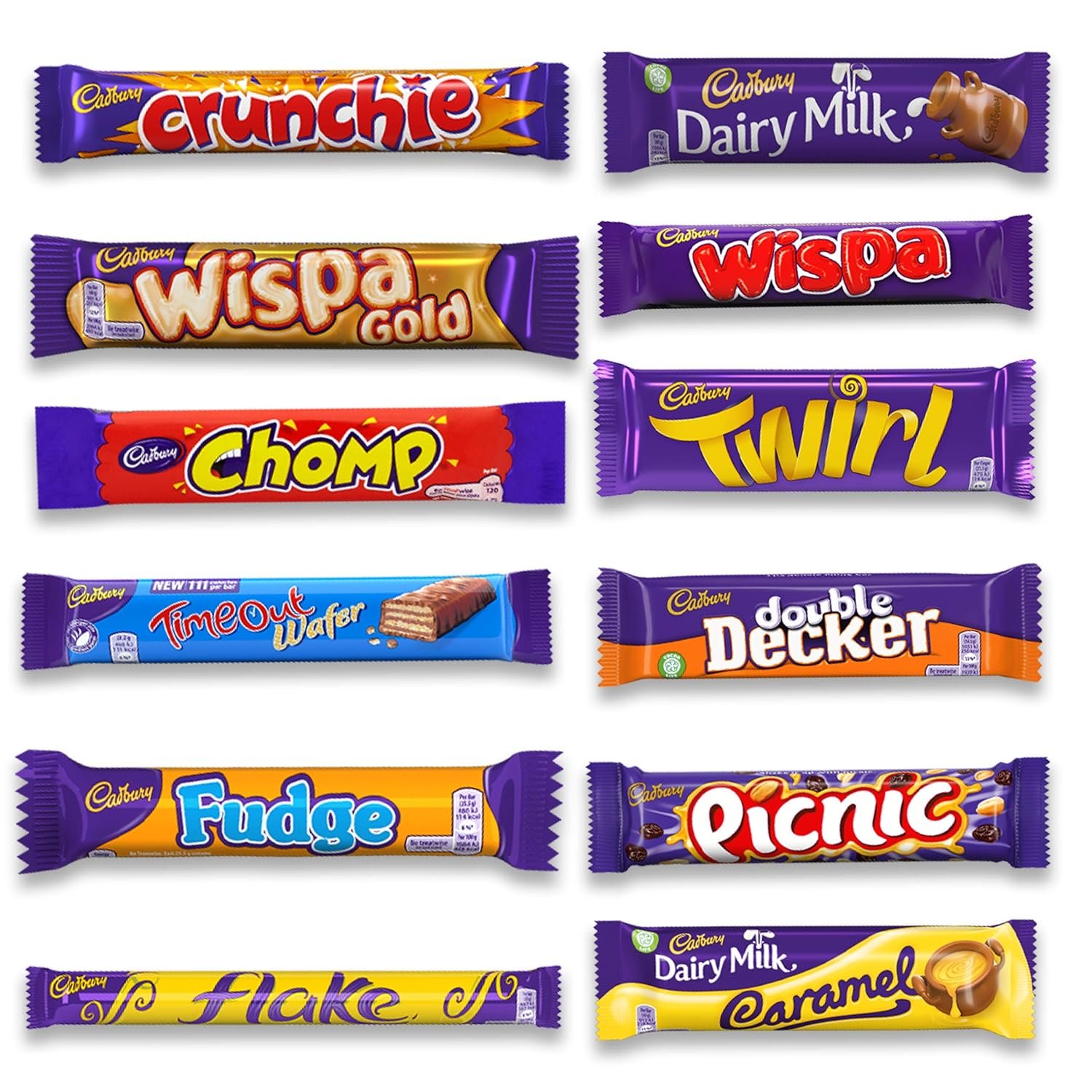 Chocolate Bar Variety Pack - 12 Assorted Chocolate Bars Including Dairy Milk, Crunchie, Wispa, Twirl, and More - Imported British Chocolate - Bundled By Zuvo - Gift Hamper