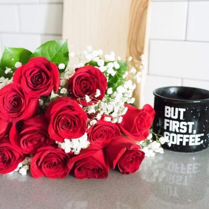 From You Flowers - One Dozen Red Roses with Chocolates with Glass Vase | Fresh Flower Bouquets for Birthday, Anniversary, Get Well or Celebration