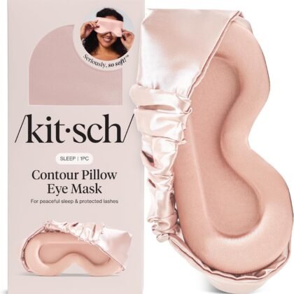 Kitsch Contour Pillow Eye Mask – Softer Than Silk Eye Masks for Sleep, Blindfold Sleep Masks for Women & Men, No Eye Pressure, Lightweight, Eye Care, Travel Essentials - Blush