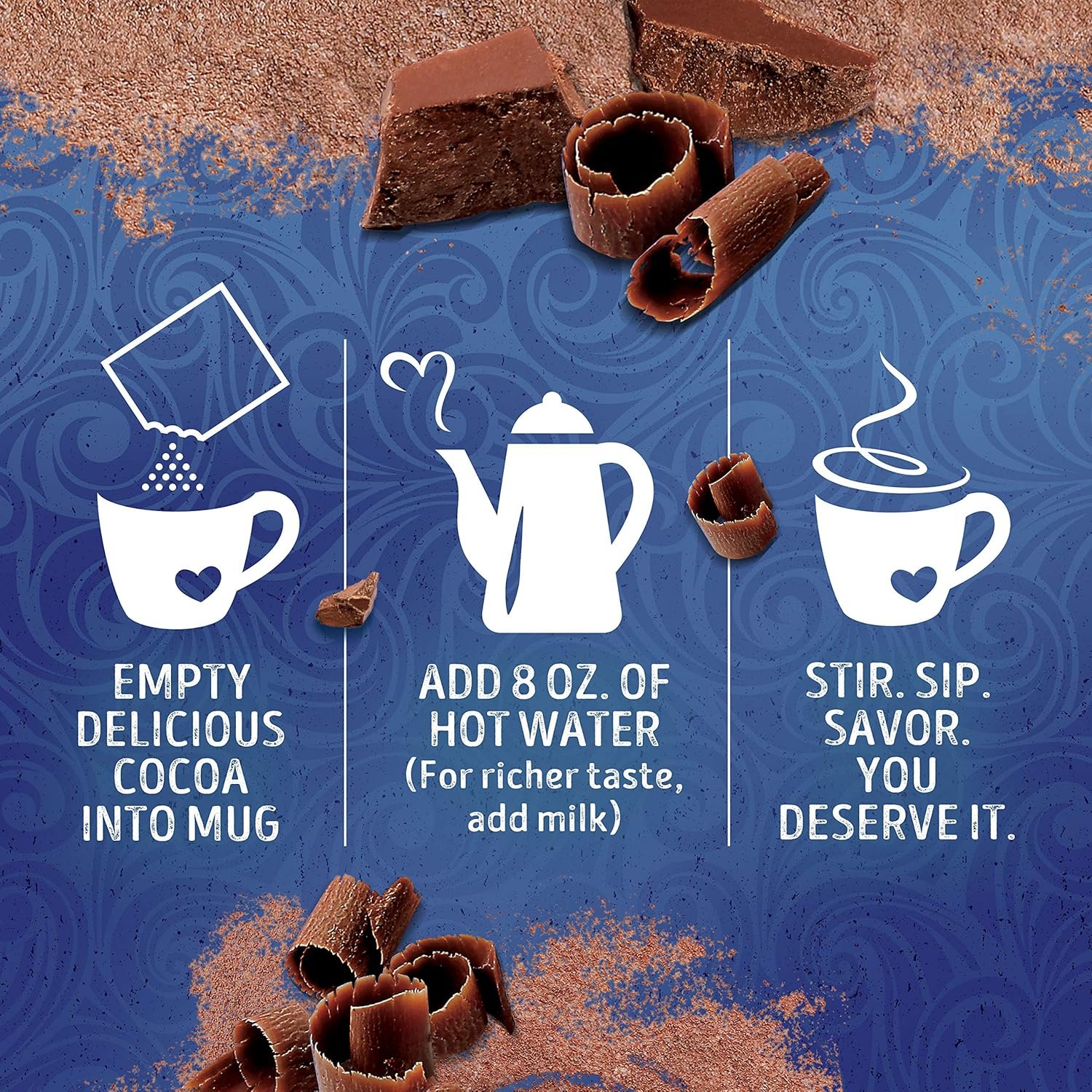 Swiss Miss Dark Chocolate Flavored Hot Cocoa Mix, Hot Cocoa Bar Supplies, 1.25 oz. 8-Count Envelopes - Image 2