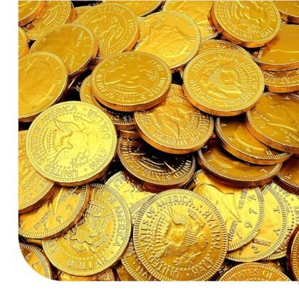 Chocolate Gold Coins - 40 Count Pack - Chocolate Coins Candy for Goodie Bags, Buffets, Gifting & Party Favors - Individually Wrapped Gold Candy Treats