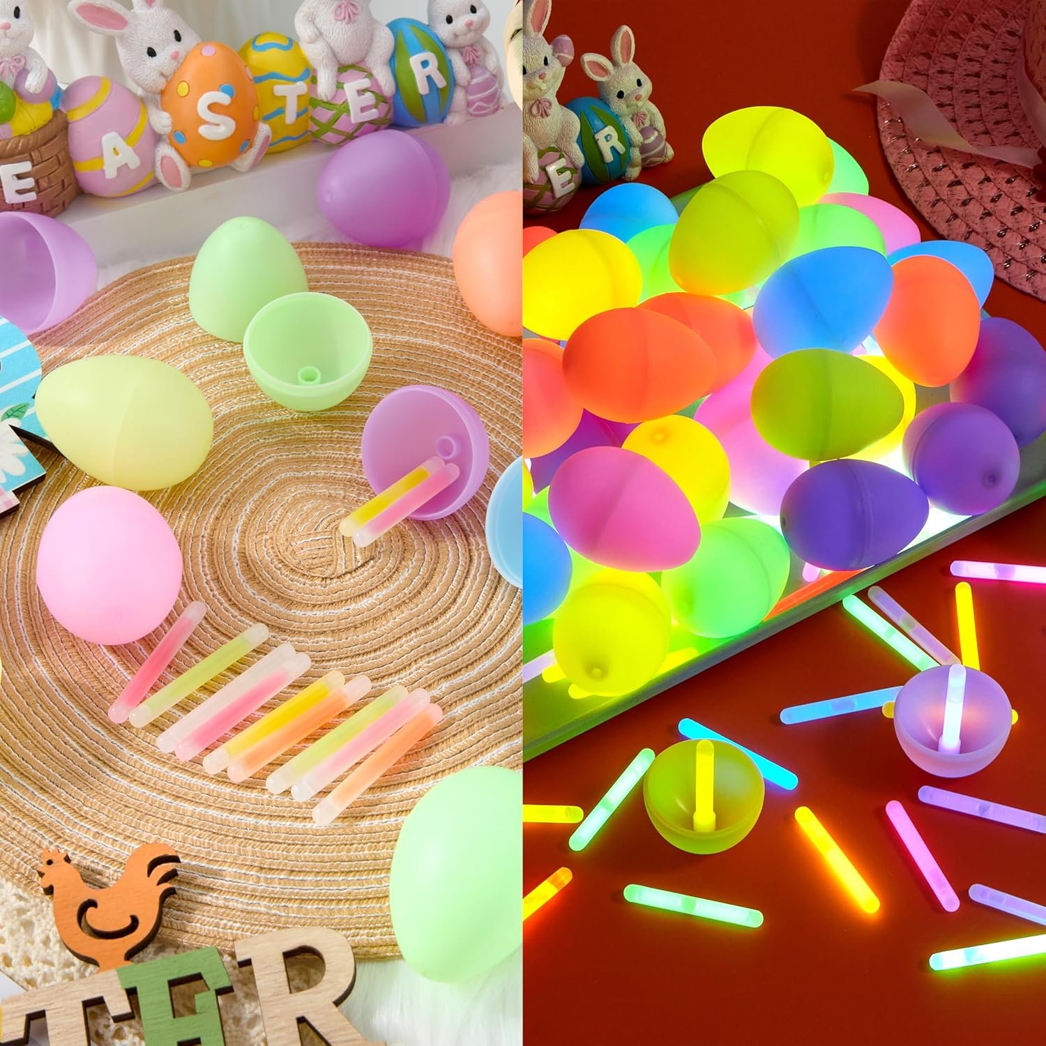 JOYIN 200 Pcs Easter Egg with 300 Pcs Easter Glow Sticks, Glow in the Dark for Kids Easter Basket Stuffers, Easter Egg Hunt Party Favors Classroom Decorations Supplies - Image 4