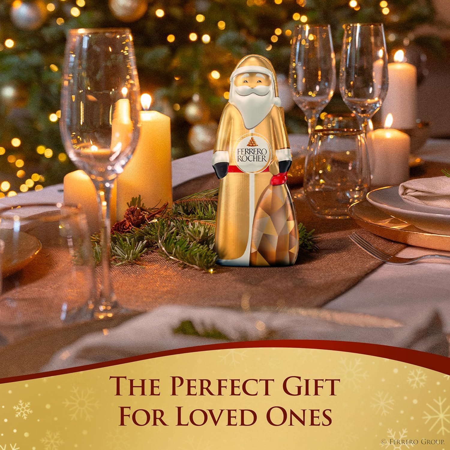 Ferrero Rocher, Milk Chocolate Hazelnut Hollow Santa Christmas Candy Individually Wrapped, Holiday Gift, 2.4 oz - Image 5
