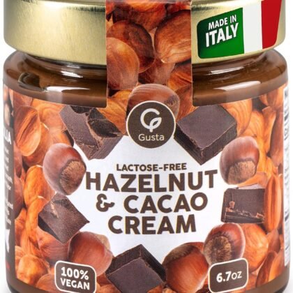 Italian Chocolate Hazelnut Spread - No Palm Oil, Gluten, Lactose, Dairy & Non-GMO - Extra Creamy Vegan & Keto Chocolate Dip - Rich Taste on Bread for Breakfast, Snacks, Baking & Gifting - 6.7oz Jar