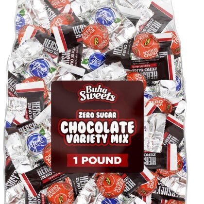 Zero Sugar Chocolate Candy Mix - 1 Pound Bulk Individually Wrapped Assorted Sugar Free Chocolates Candy Variety Pack for Parties, Snacks & Treats