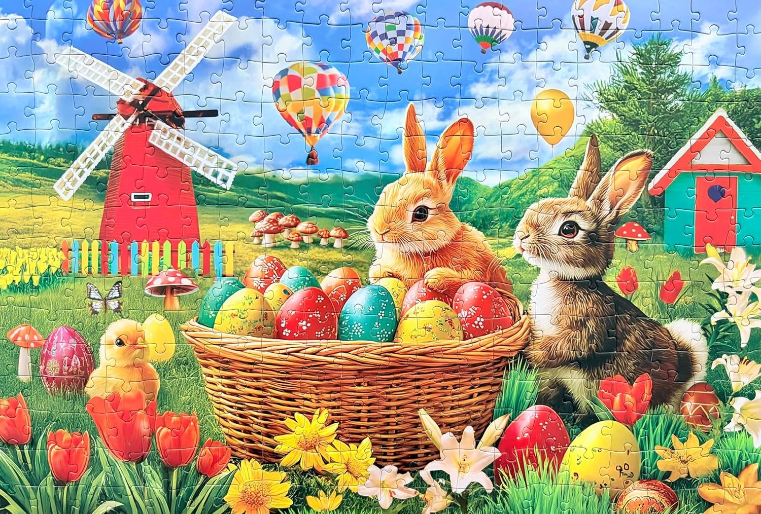 300 Piece Puzzle for Adults Kids Seniors - Happy Easter - Easter Eggs Bunny Tulips Lilies - Image 6