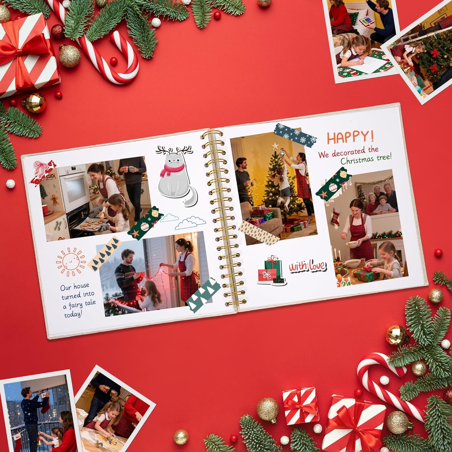 8 x 8 Inch Scrapbook Photo Album Linen Cover, Hardcover Kraft White Pages Memory Book, for Travel Wedding Guest Book Christmas Baby Shower (20 Sheets/ 40 Pages,Beige) - Image 9