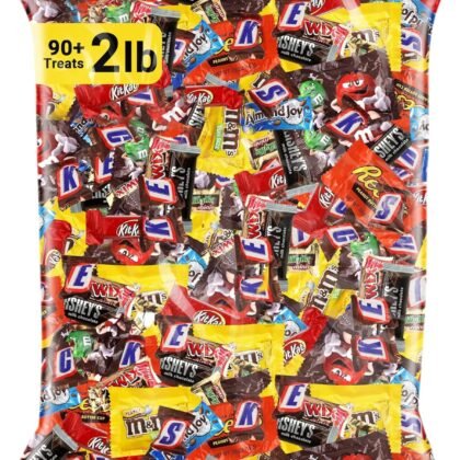 Assorted Chocolate Candy Mix - Individually Wrapped Chocolates - 2lb Bulk Variety Pack for Snacking, Sharing, and Gifting - Ideal for Home, Office, and Events