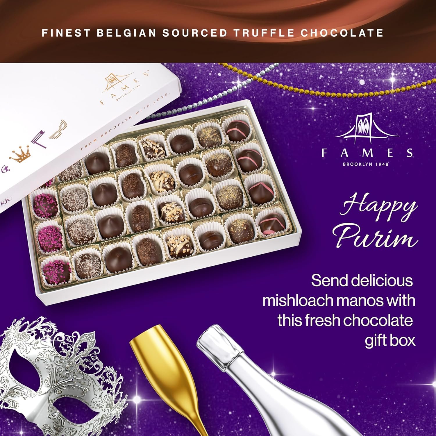 Luxury Purim Mishloach Manot Gift Box – 32-Piece Assorted Gourmet Chocolates – Kosher Parve Dairy-Free Purim Gift Set for Mishloach Manot & Holiday Gifting - Image 4