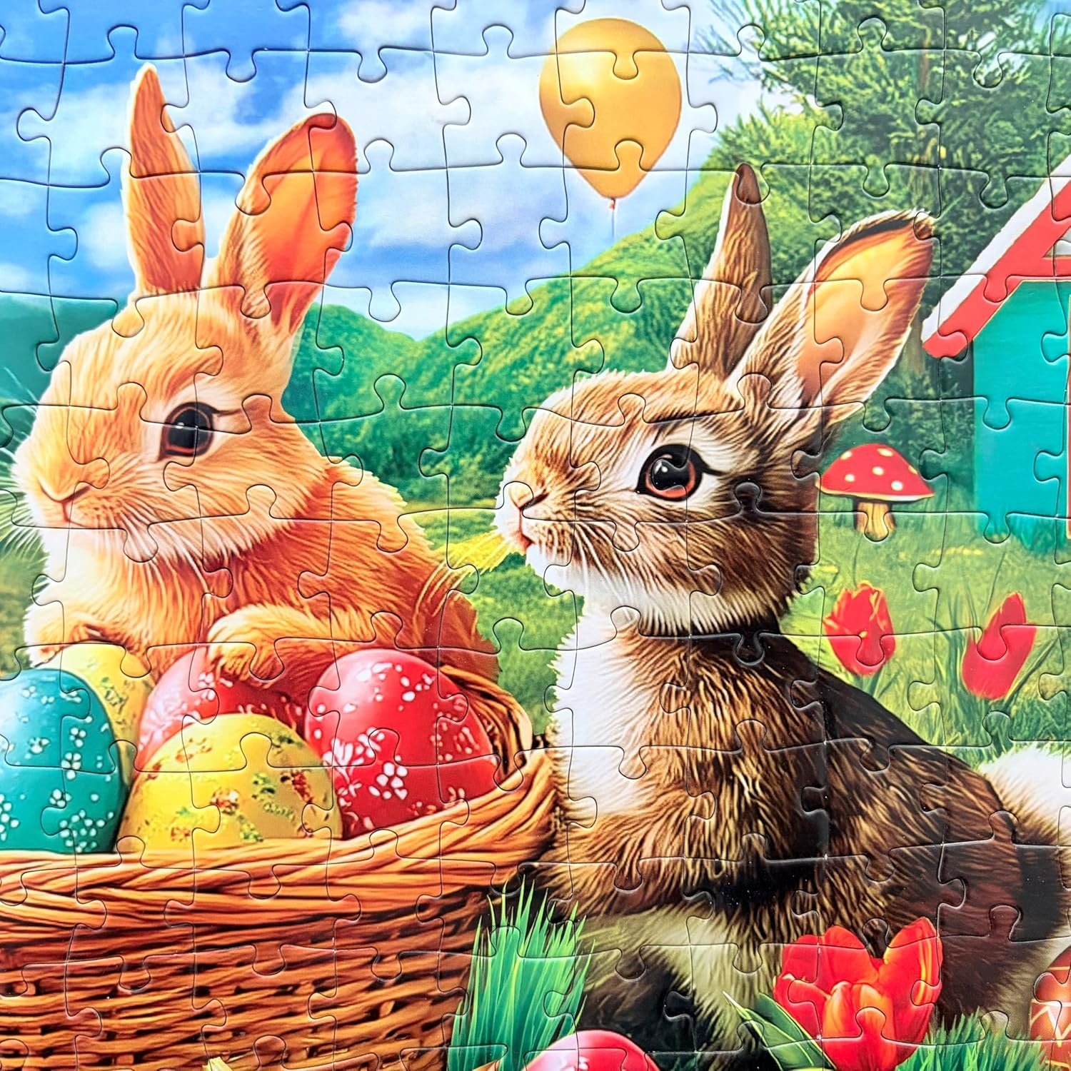 300 Piece Puzzle for Adults Kids Seniors - Happy Easter - Easter Eggs Bunny Tulips Lilies - Image 4