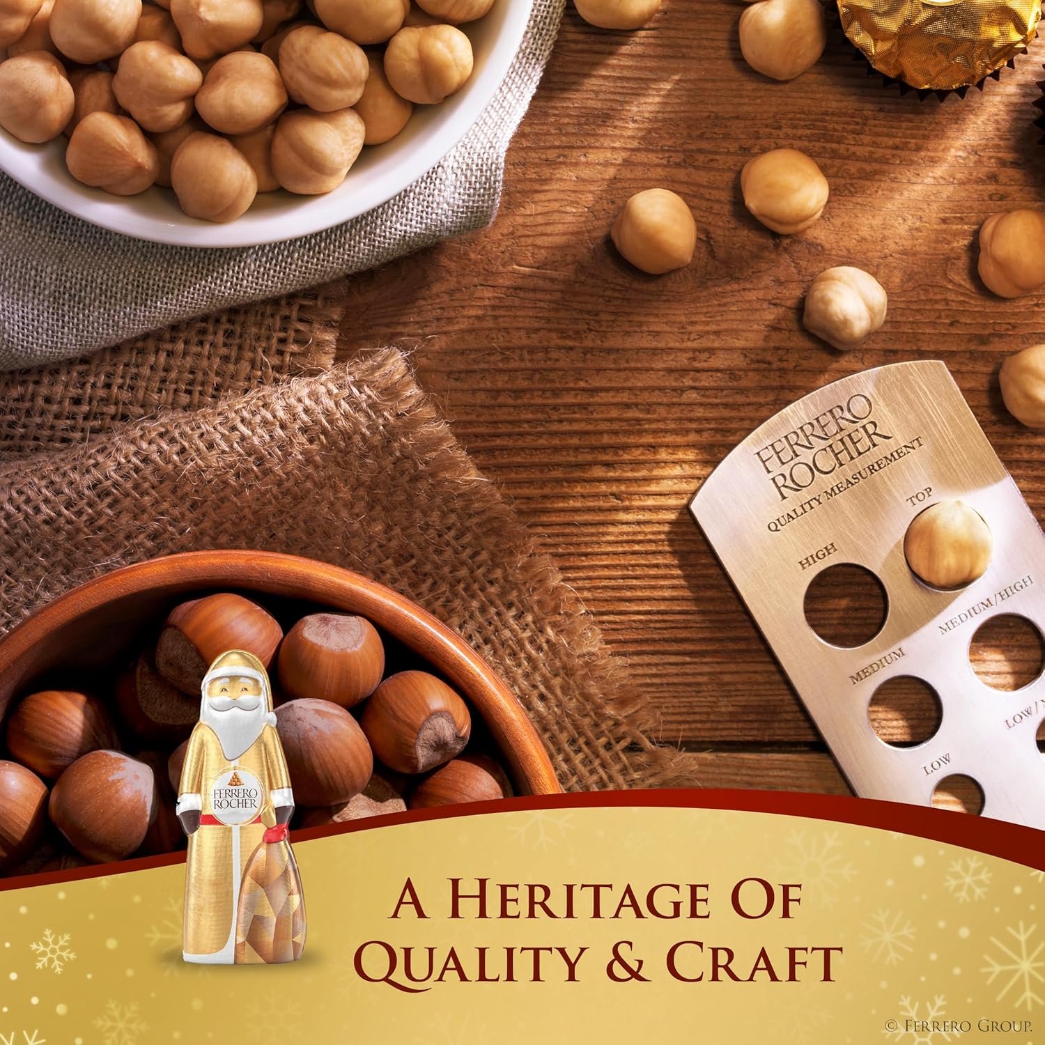 Ferrero Rocher, Milk Chocolate Hazelnut Hollow Santa Christmas Candy Individually Wrapped, Holiday Gift, 2.4 oz - Image 6