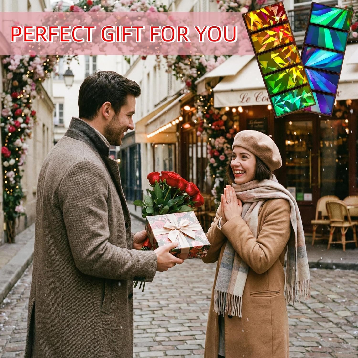 Windmill and Diamond Holographic Chocolate Bar Mold Silicone, Rainbow Light Effect Chocolate Bar Deep Thick Molds for DIY Candy Dessert Baking, Candy, Wax Melts, Cake Decoration (Rectangle) - Image 6