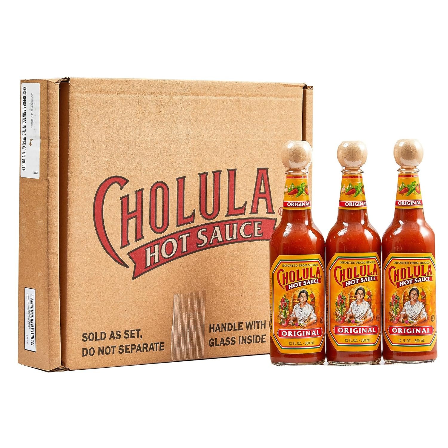 Cholula Hot Sauce Multipack, Original, Product of Mexico, Gift Set Includes Three 12 Fl Oz Bottles, Blend of Arbol & Piquin Peppers with Spices for Eggs, Rice, Tacos, Huevos Rancheros & More, 3 count