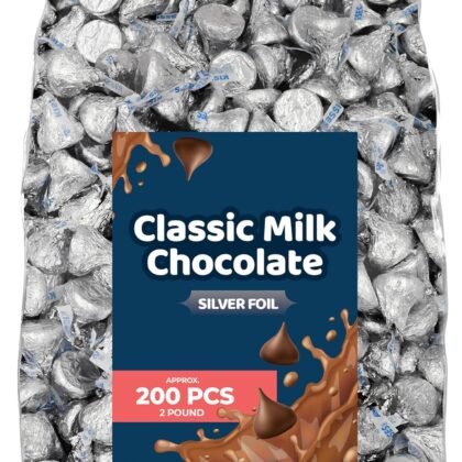 Milk Chocolate, Classic Silver Wraps, 2 Pound Bag (Approx. 200 Pieces) - Perfect for Gifts, Parties, and Special Occasions