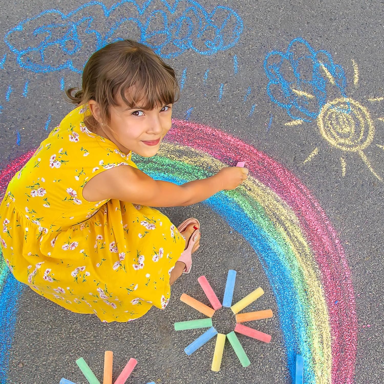 240PCS Washable Sidewalk Chalks Kids: 48 Packs in 5 Colors Sidewalk Chalk, Jumbo Chalk Set, Non-Toxic Dustless Colored Giant Box Chalkboard Chalk for Toddlers Outdoor Art, Classroom, Party Favors - Image 7