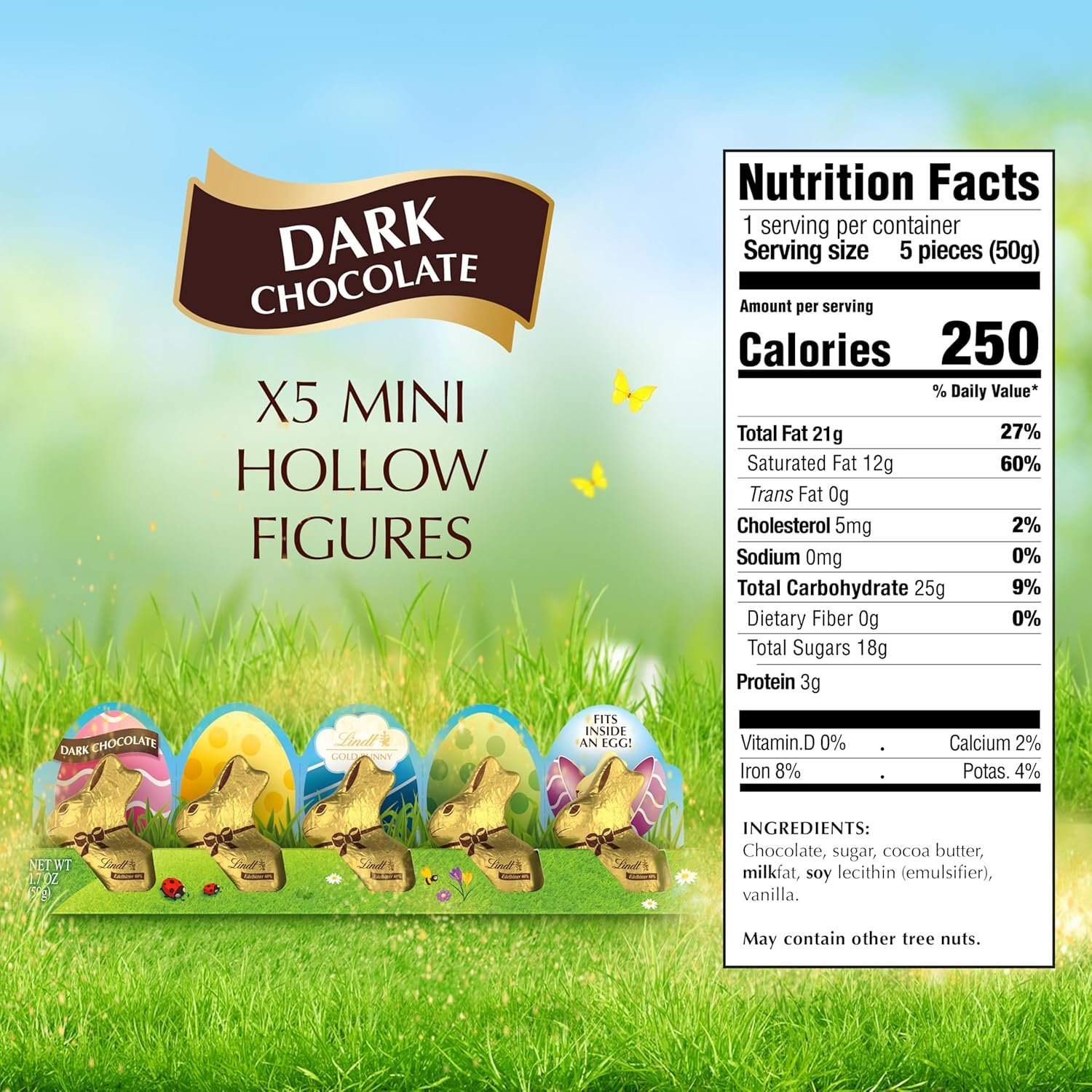 Lindt GOLD BUNNY Dark Chocolate, Hollow Mini Dark Chocolate Candy Bunny, 1.7 oz. Pack - Image 2