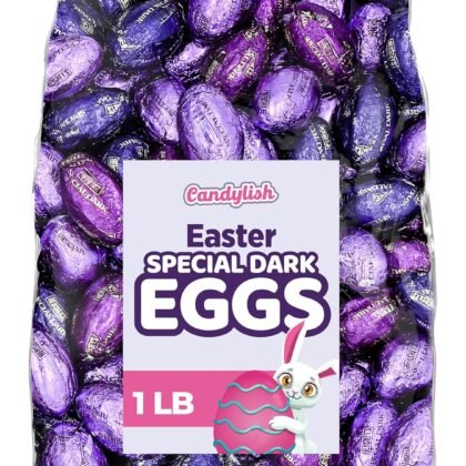 Easter Dark Chocolate Eggs, 1 lb. Bulk Easter Candy Bag, Individually Wrapped Chocolate Eggs Perfect for Easter Baskets, Egg Hunt, and Spring Holiday Treats