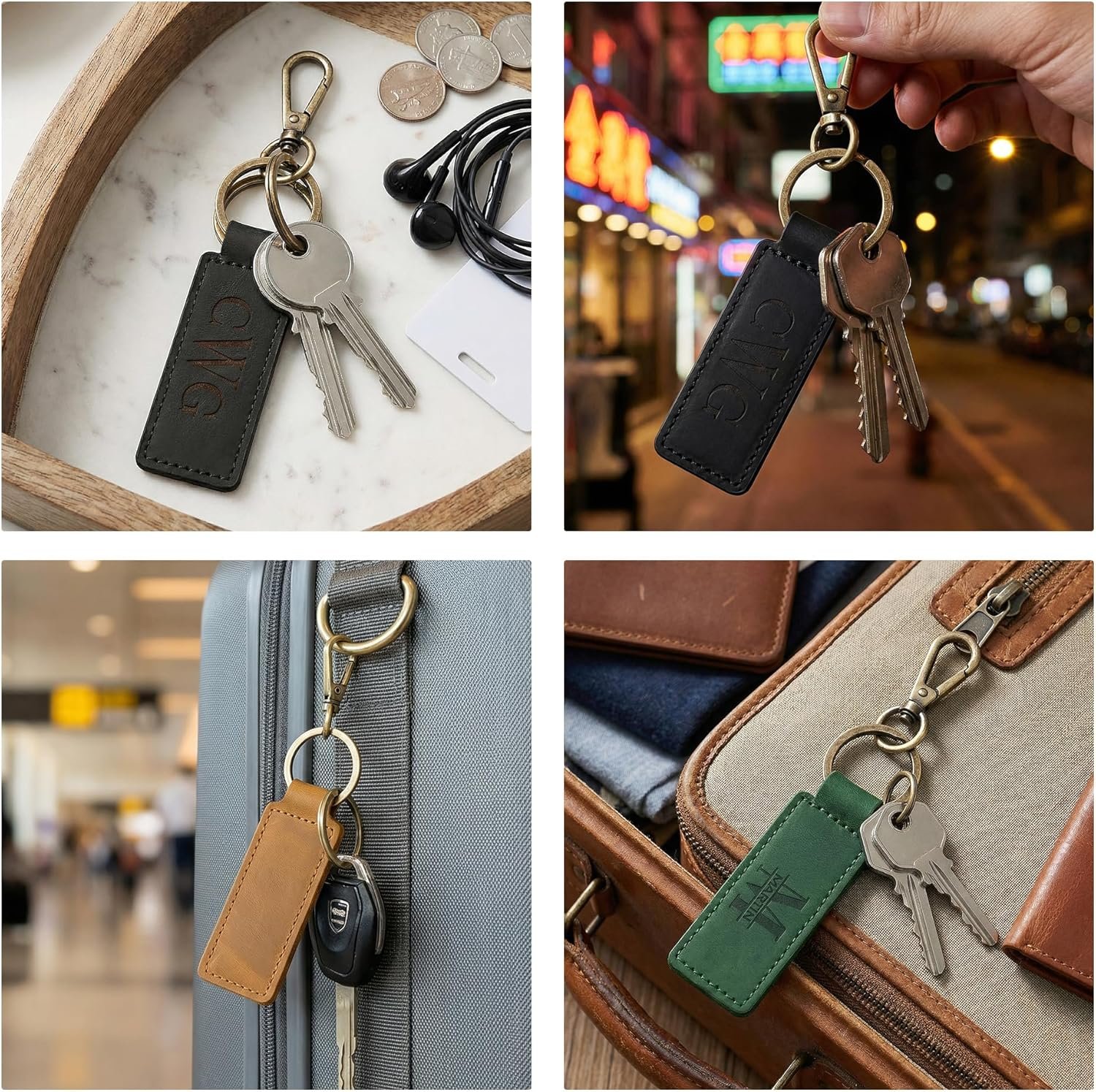 Onedor Custom Keychain, Personalized keychains, Genuine Leather Key Chain Holder Engrave Name Text, Customized Gifts for Men - Image 9