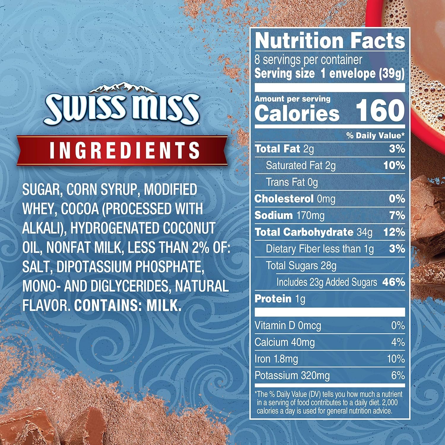 Swiss Miss Milk Chocolate Flavored Hot Cocoa Mix, 8 Count Hot Cocoa Mix Packets - Image 2