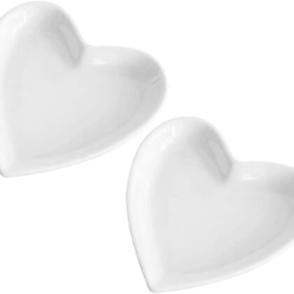 STOBOK Heart Shaped Ceramic Serving Tray Small Jewelry Organizer and Snack Plate for Rings Holder Food Display Dish for Parties Cafes and Home Use 3.62X3.54 Inches