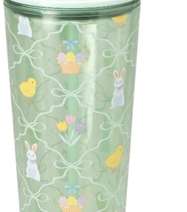 Swig Life 24oz Plastic Tumbler, Cup Holder Friendly Travel Tumbler with Lid & Straw, BPA Free Plastic Cups, 24 oz Reusable Water Cup with Lid & Straw (Hoppy Easter)