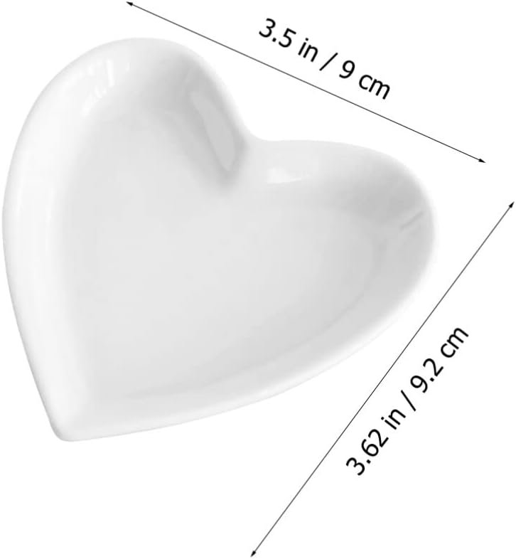 STOBOK Heart Shaped Ceramic Serving Tray Small Jewelry Organizer and Snack Plate for Rings Holder Food Display Dish for Parties Cafes and Home Use 3.62X3.54 Inches - Image 2