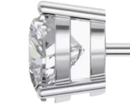 Real-Gems Certified Diamond Earrings in 14K White Gold Stud and Dangle Styles Round Cushion Heart Trillion Cut White Blue Pink Champagne