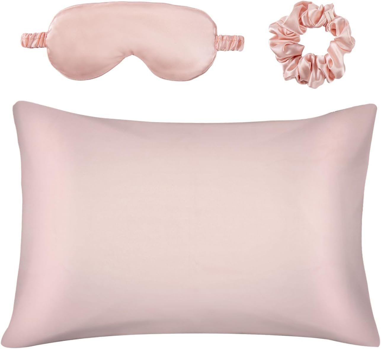 Slumber Satin Beauty Sleep Set, Peach, 3-Piece Set with Pillowcase, Eye Mask, and Scrunchie - Image 5