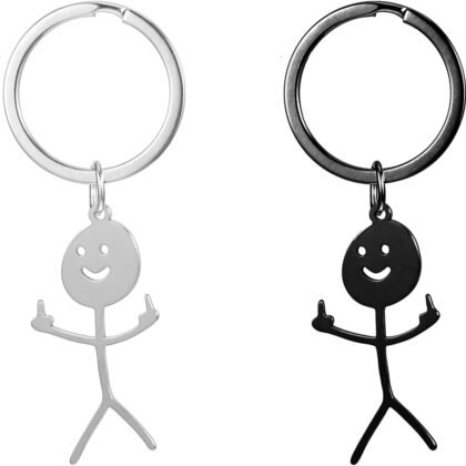 Nogeqi 2 Pcs Funny Keychain Middle Finger Gifts for Best Friend Couples Bf Gf, Funny Gifts Personalized Matching Keychains