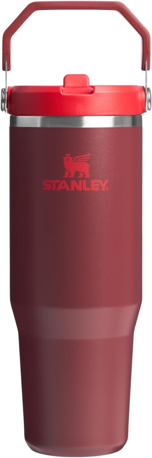 STANLEY IceFlow 2.0 Flip Straw Tumbler with Handle 30 oz | Twist On Lid and Flip Up Straw | Leak Resistant Water Bottle | Insulated Stainless Steel | BPA-Free | Cranberry