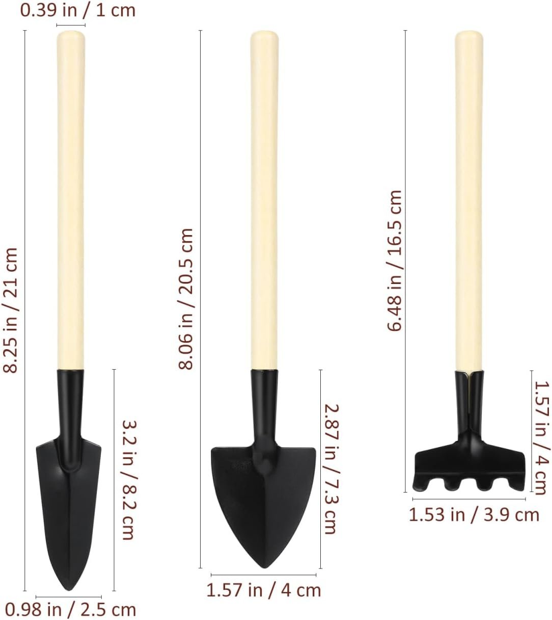 Garneck 8 Sets Mini Gardening Tools with Metal Rake Trowel and Shovel - Succulent Potting Planting Kit for Indoor - Small Gardening Tools for Cultivating Weeding Transplanting - Image 2