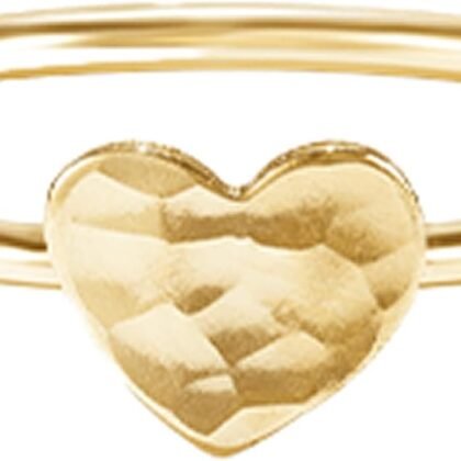 James Michelle Tiny Heart Stacking Ring Set for Women – 3-Year Color Guarantee – Waterproof, Non-Tarnish, Hypoallergenic, Gold PVD Coated – Stackable Set Perfect for Beach, Weddings, Gifts