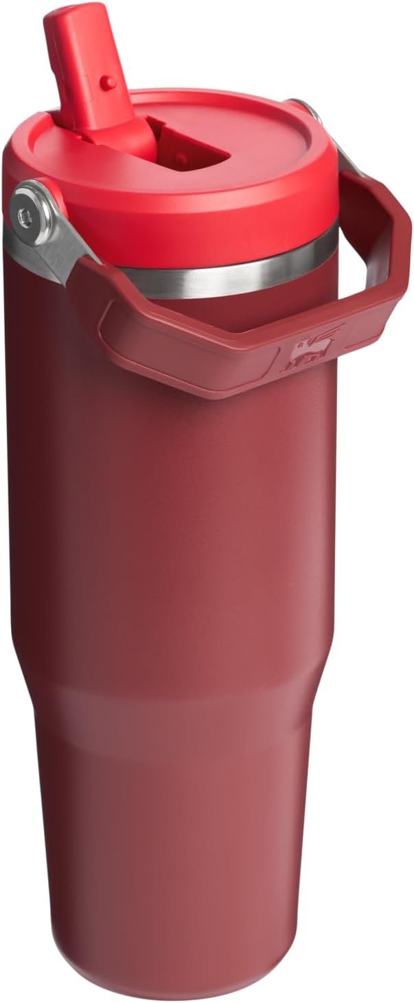 STANLEY IceFlow 2.0 Flip Straw Tumbler with Handle 30 oz | Twist On Lid and Flip Up Straw | Leak Resistant Water Bottle | Insulated Stainless Steel | BPA-Free | Cranberry - Image 3