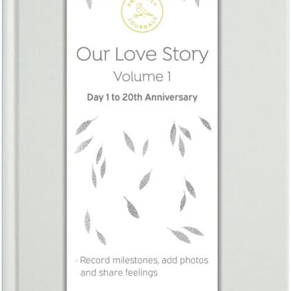 Promptly Journals, Our Love Story Volume 1: Day 1 to 20th Anniversary (White Dove, Leatherette) | Couples Journal | Couple Memories Journal
