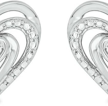 Cali Trove 1/20 ct Natural Diamond Heart Earrings for Women | Twist Heart Studs in 925 Sterling Silver, Yellow Gold Vermeil & Rose Gold Vermeil | Dainty Jewelry Gift for Her