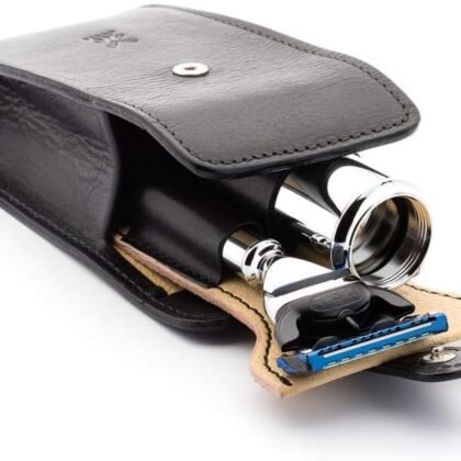 MÜHLE Travel Florentine Leather Silvertip Fibre 5-Blade Razor Luxury Shaving Kit
