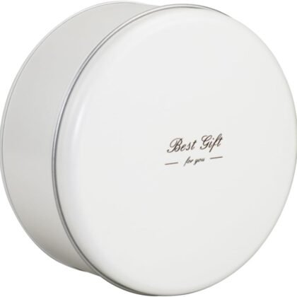 Metal Rustic Cookie Tin with Lid White Multipurpose Farmhouse Storage Container VintageTin Containers for Cookies Candy Brownies Snacks Chocolate Cake Craft Holiday Party Gift Box