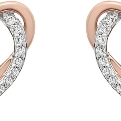 Timeless Love 1/10 ct Diamond Heart Shaped Earrings Set in Sterling Silver with 14K Pink Gold Plating, Dainty Jewelry, Women’s Fashion Earrings, Earring Closure: Post & Nut