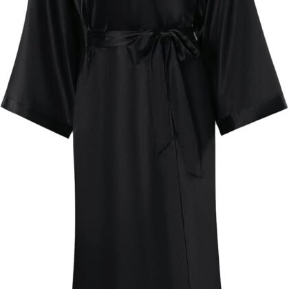 Women's Soft Long Satin Robes Long Silk Robes Full Length Robes Kimonos Silky Bath Robe Dressing Gowns