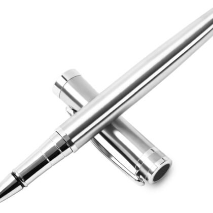 Ballpoint pen with Gift Box, Luxury Writing Pen with 2 Extra Black Ink Refills Executive Pens Line width 0.5mm Business Pen Fancy Pen set for Men &Women. (Silver)